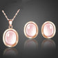 Fashion Jewelry Simple Pink Cabochon Cut Natural Stone Jewelry Set for Bridal