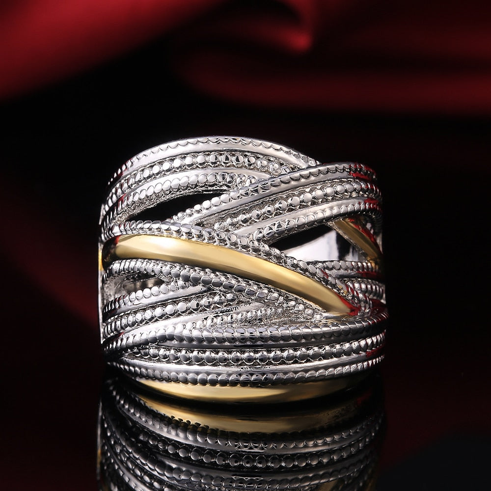 Fashion Jewelry Milgrain Design Cross Puzzle Ring for Women  in Silver ColorFashion Jewelry Milgrain Design Cross Puzzle Ring for Women  in Silver Color