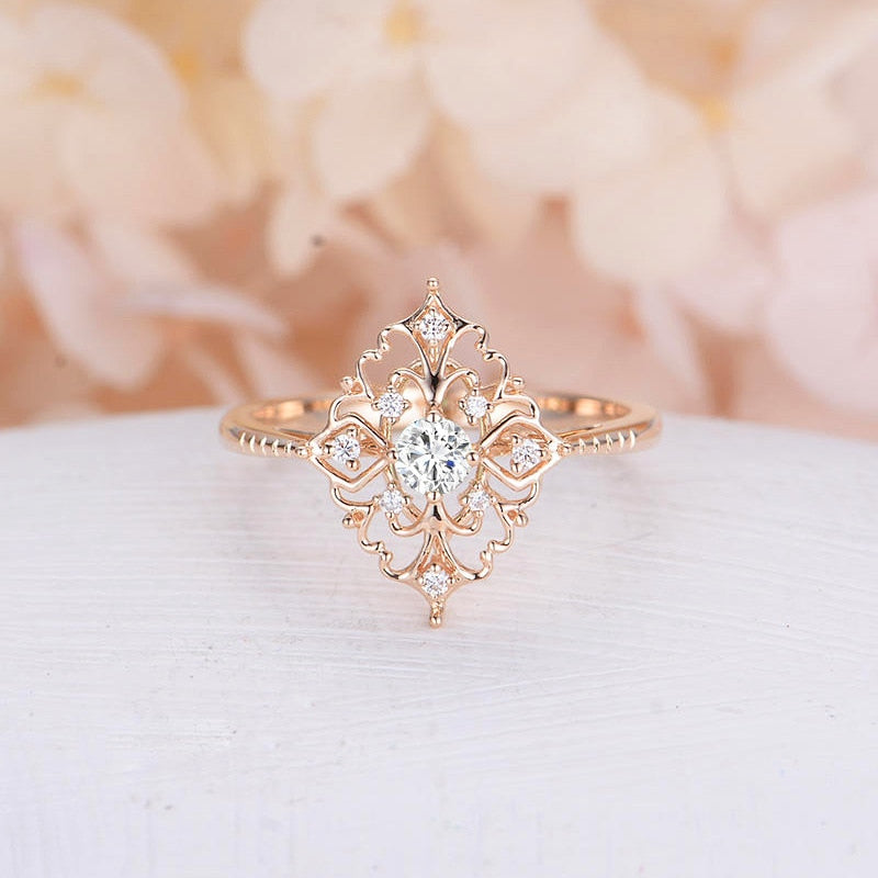 Vintage Jewelry Elegant Vintage Texture Design Cocktail Ring for Women