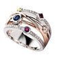 Fashion Jewelry Cross Geometric Colorful Zircon Puzzle Ring for Women in Silver Color