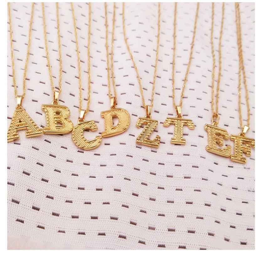 Alphabet Pendant Necklace for Women with Initial A-Z in Gold Color