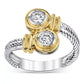 Trendy Jewelry Novel Design Double Zircon Fashion Ring for Women in Silver Color
