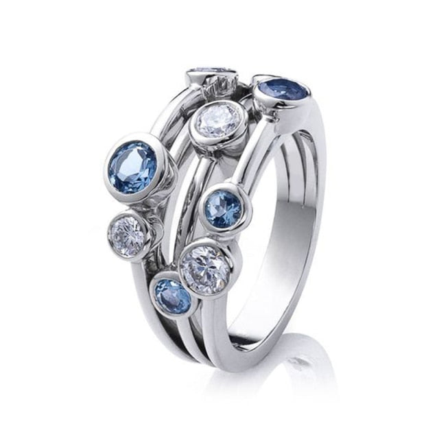 Fashion Jewelry Art Deco Puzzle Ring for Women with Zircon in Silver Color