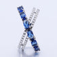 Trendy Jewelry Creative Blue X Cross Design Cubic Zircon Fashion Ring