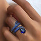Luxury Jewelry Winding Snake Rings for Women with Blue Zircon in Gold Color