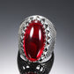 Vintage Jewelry Fashion Red Resin Rings For Women in Silver Color