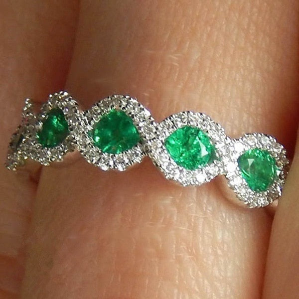 Fashion Jewelry Luxury Green Infinity Cubic Zircon Ring in Silver Color
