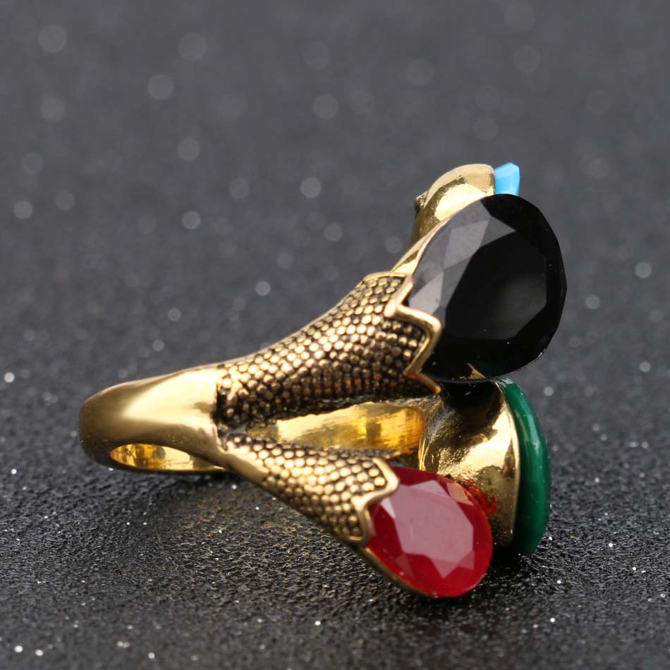 Vintage Jewelry Boho Rings for Women with Four Stone in Gold Color