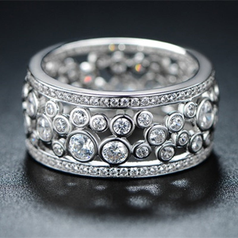 Fashion Jewelry Gorgeous Bright Round Cut CZ Wedding Band Ring for Bridal