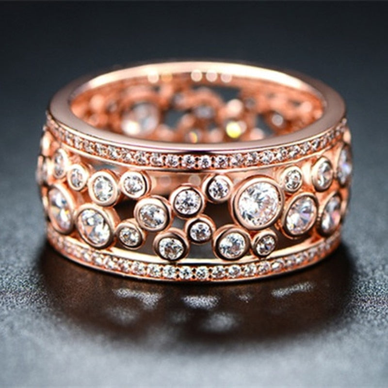 Fashion Jewelry Gorgeous Bright Round Cut CZ Wedding Band Ring for Bridal