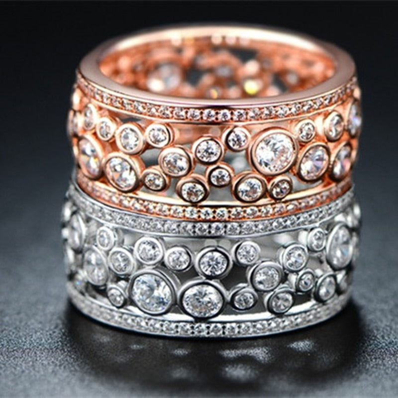 Fashion Jewelry Gorgeous Bright Round Cut CZ Wedding Band Ring for Bridal