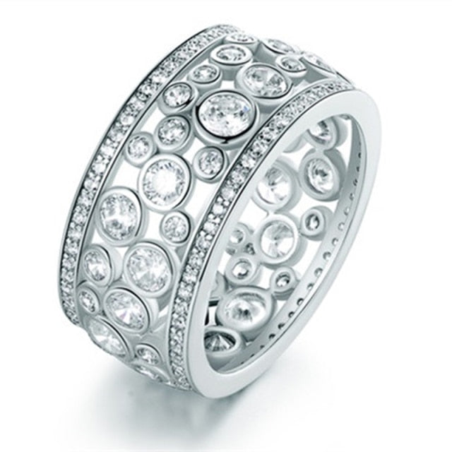 Fashion Jewelry Gorgeous Bright Round Cut CZ Wedding Band Ring for Bridal