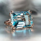 Fashion Jewelry 4 Claw Sky Blue Zircon Cocktail Rings for Women in Rose Gold Color