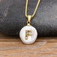 Natural Freshwater Pearl Necklace with Initial A-Z for Women in Gold Color