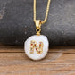 Natural Freshwater Pearl Necklace with Initial A-Z for Women in Gold Color