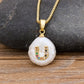 Natural Freshwater Pearl Necklace with Initial A-Z for Women in Gold Color