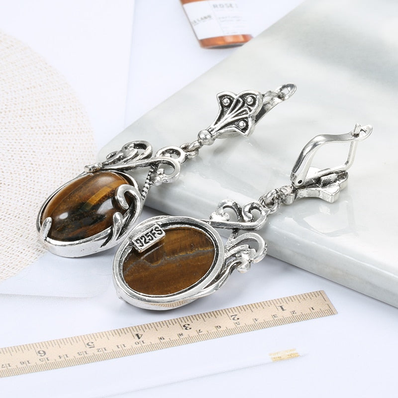 Boho Jewelry Natural Stone Jewelry Set for Women in Silver Color