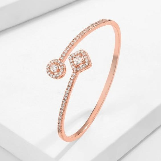 Luxury Jewelry Micro Pave Shiny Crystal Bangle Bracelet for a Friend with Zircon in Rose Gold Color