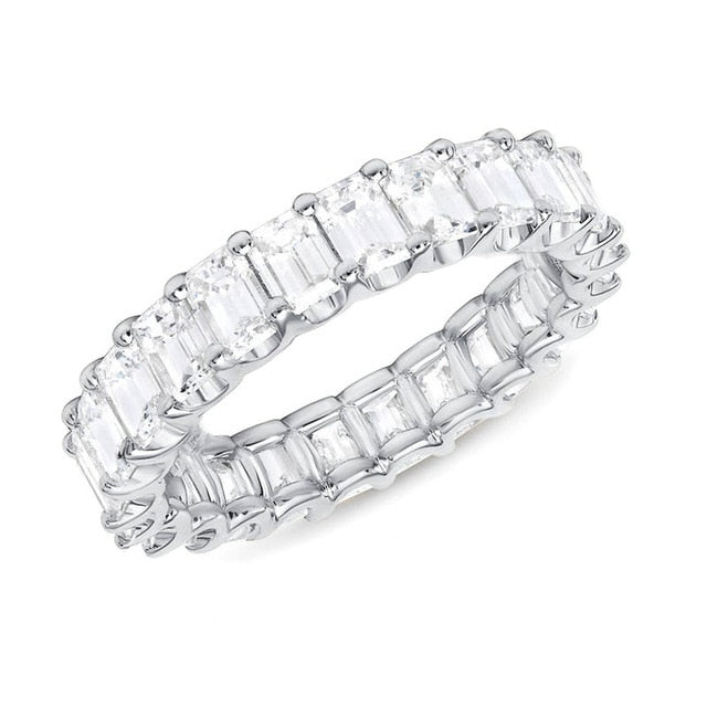 Fashion Jewelry Luxury Pave Zircon Eternity Rings for Women in Silver Color