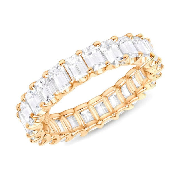 Fashion Jewelry Luxury Pave Zircon Eternity Rings for Women in Silver Color
