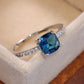 Engagement Jewelry Simple Blue Radiant Cut Cubic Zircon Solitaire Ring