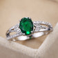 Fashion Jewelry Hollow Green Oval Cut Cubic Zircon Cocktail Ring for Women