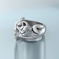 Animal Jewelry Cute Fortune Cat Opening Rings for Women in Silver Color