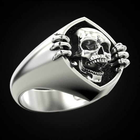 Vintage Jewelry Antique Gothic Style Skull Rings for Women and Men in Silver Color