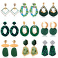Statement Jewelry Geometric Green Circle Acrylic Dangle Earrings for Women