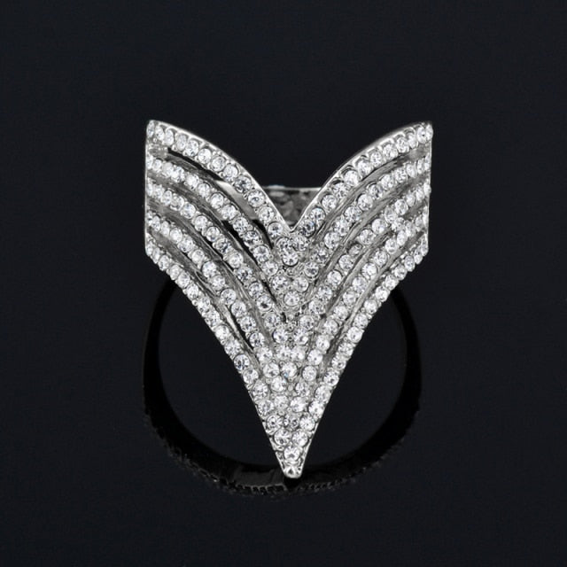 Fashion Jewelry Geometric Micro Pave Invert Triangle Cubic Zircon Fashion Ring