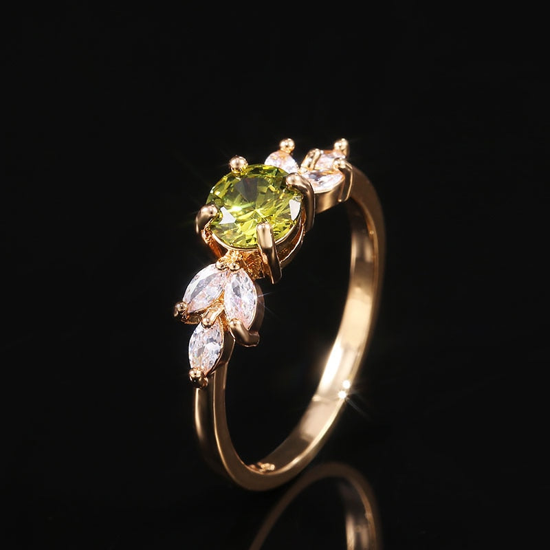 Wedding Jewelry Elegant Yellow Round Cut Cubic Zircon Fashion Ring for Women