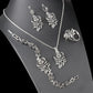 Vintage Jewelry Black Rose Flower Jewelry Set for Bridesmaids with Cubic Zircon in Silver Color