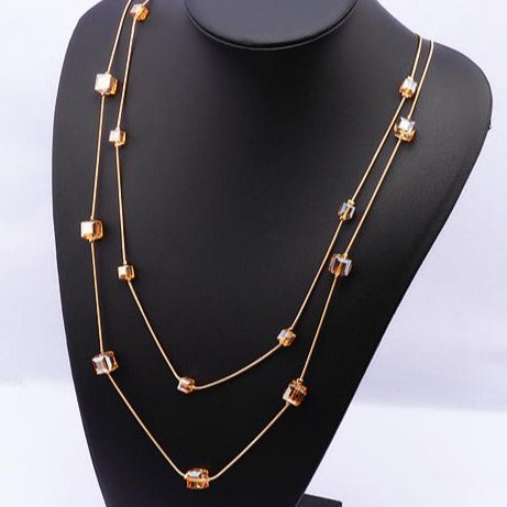 Europe Fashion Crystal Long Chains Necklace for Women as Sweater Accessories