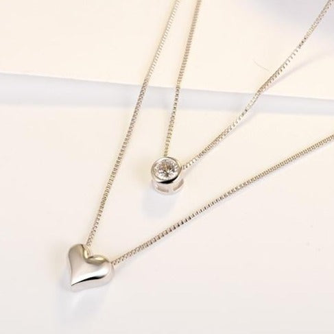 Trendy Jewelry Zircon and Heart Pendants Necklace for Women in 925 Sterling Silver