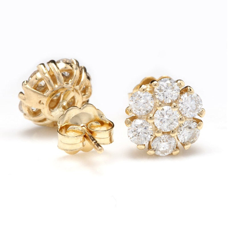 Dainty Flower Stud Earrings for Women with Cubic Zirconia in Gold Color
