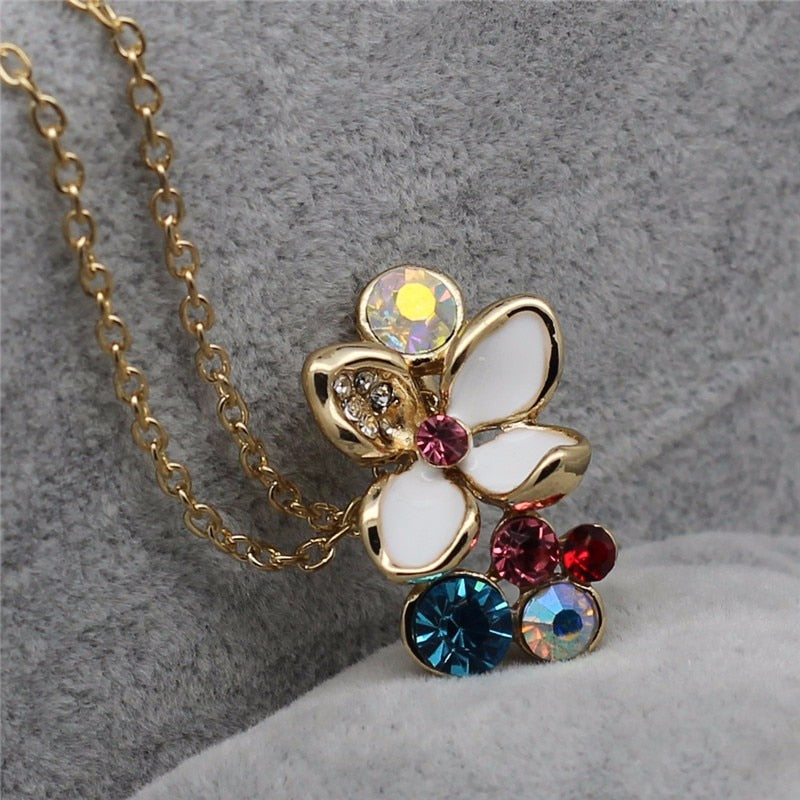 Fashion Jewelry Unique Multi-Color Flower Crystal Jewelry Set for Women