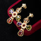 Baroque Jewelry Vintage Multi-Color Cross Cubic Zircon Drop Earrings for Women
