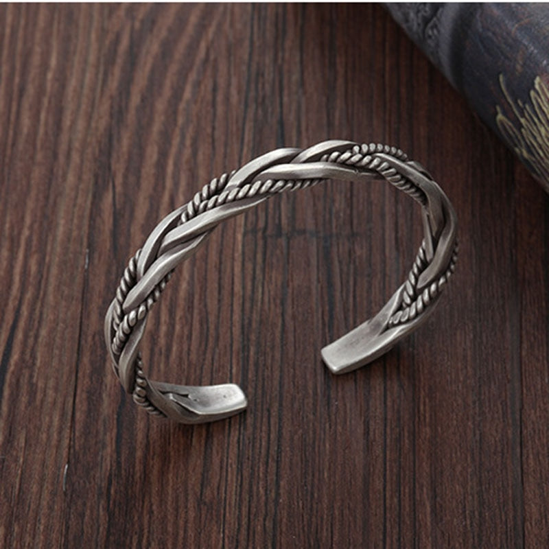 Vintage Jewelry Twisted Woven Bangle Bracelet for Women in 925 Sterling Silver