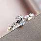 Luxury Jewelry Dainty Oval Cut Zircon Engagement Ring for Women in Silver Color