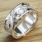 Trendy Jewelry Engraved Flower Leaf Band Ring for Lover with Zircon in Silver Color