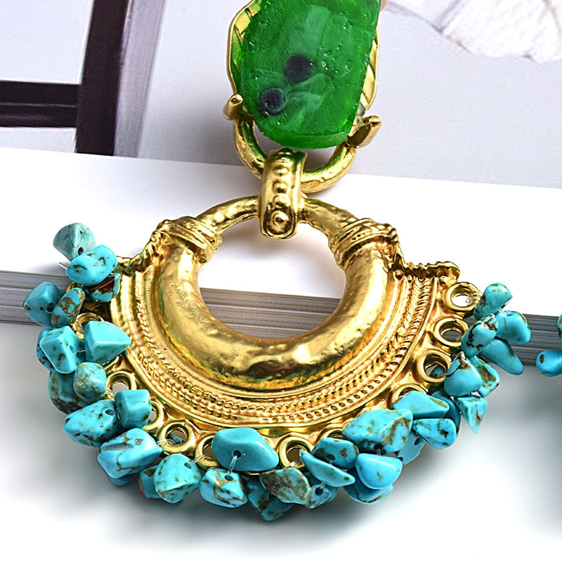 Bohemian Jewelry Stylish Blue Handmade Turquoise Drop Earrings for Women