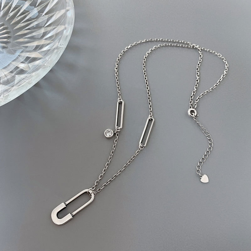 Trendy Jewelry Unique Pin Pendants Necklace for Women in 925 Sterling Silver