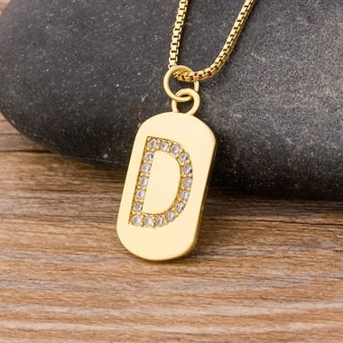 Trendy Initial Pendant Necklace with Initial A-Z Zircon in Gold Color