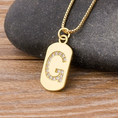 Trendy Initial Pendant Necklace with Initial A-Z Zircon in Gold Color