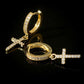 Trendy Jewelry Elegant Cross Drop Earrings for Women with Zircon in Silver Color