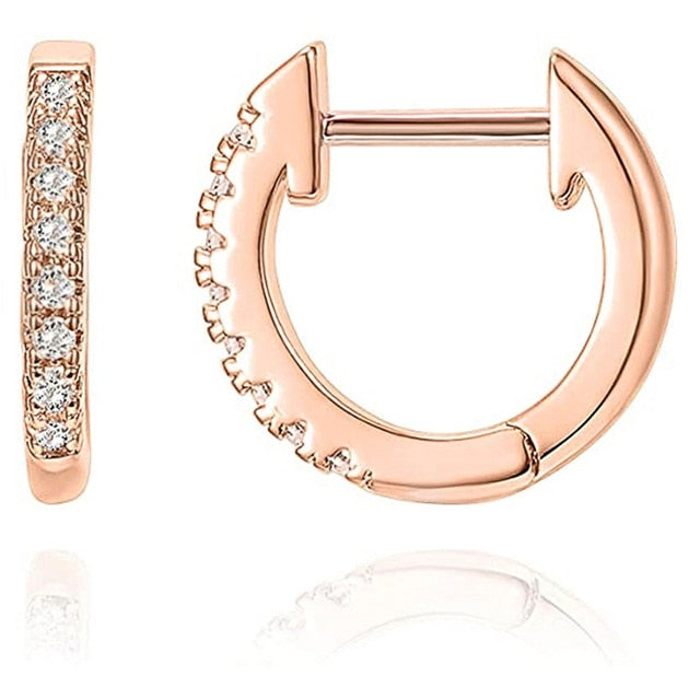 Fashion Jewelry Mini Circle Hoop Earrings for Women with Zircon in Gold Color