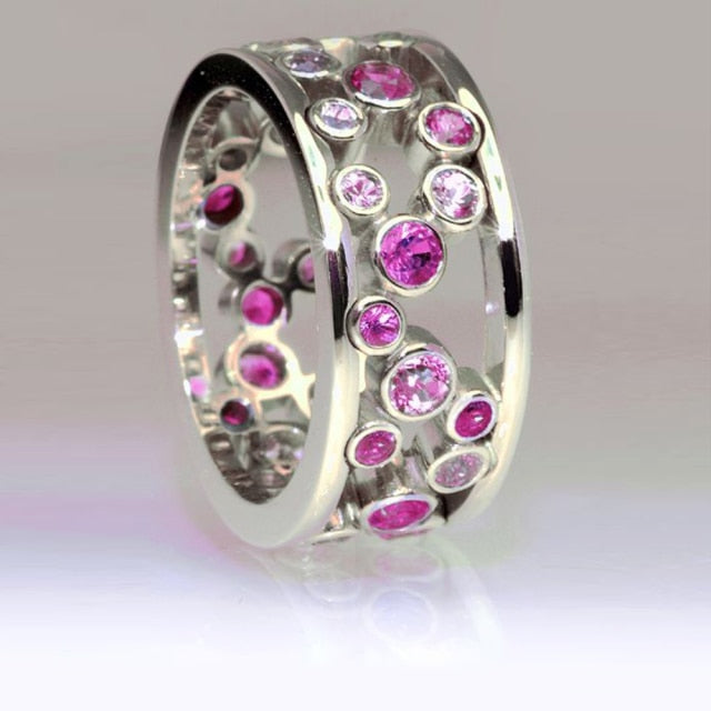 Fashion Jewelry Hollow Out Ring for Women with Colorful Zircon in Silver Color