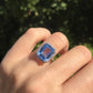 Blue Emerald Cut Zircon Engagement Rings for Women in Silver Color