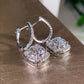 Hip Hop Jewelry Brilliant Square Drop Earrings for Women with Zircon in Silver Color
