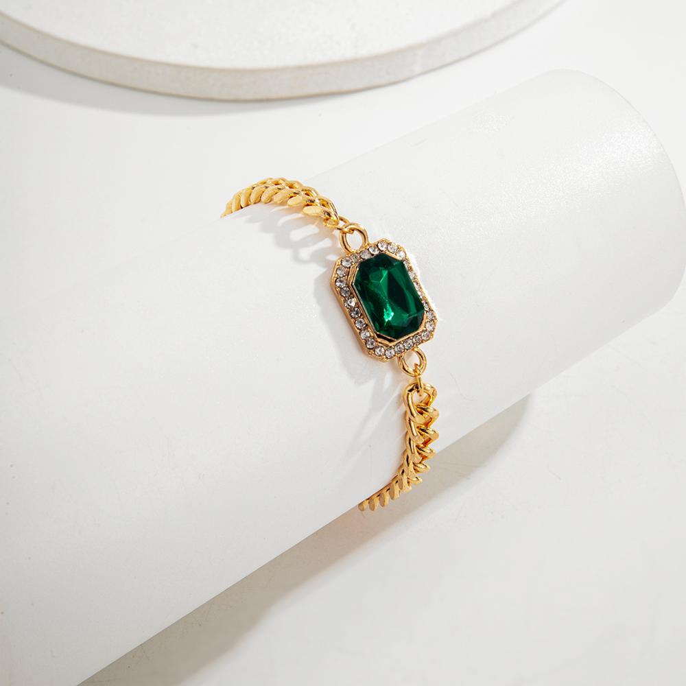 Fashion Jewelry Simple Green Radiant Cut  Bracelet for Women as Birthday Gifts